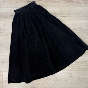 West Bay Vintage Black Genuine Suede Midi Maxi Skirt